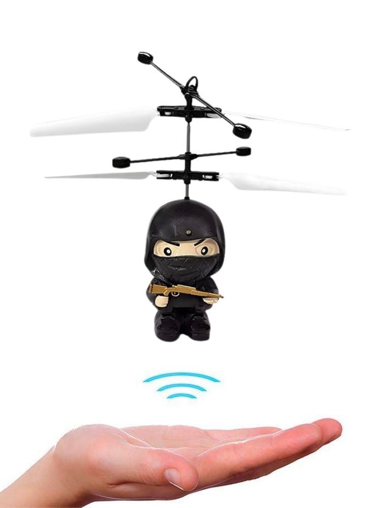 Premium Flying Ninja Helicopter Toy – Ninja Warrior Character Figure with Spinning Blades for Kids Play, Black, 1 Pc - Image 1